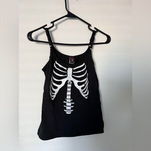 Vintage Emily the strange Black Skeleton Ribcage Tank Top